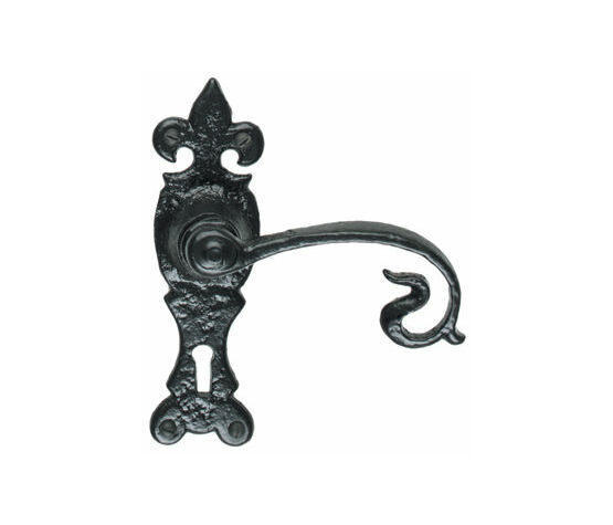 Kirkpatrick Black Iron Ornate Lever Lock Door Handles