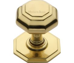 Marcus Flat Octagon Centre Brass Door Knob