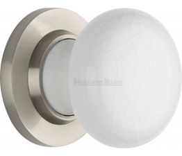 Marcus White Crackle Porcelain Knobset