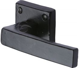 Marcus Hanwood Black Iron Rustic Door Handle Lever Latch on SQ Rose