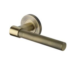 Marcus Phoenix Knurled Door Handle on Round Rose