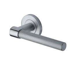 Marcus Phoenix Knurled Door Handle on Round Rose