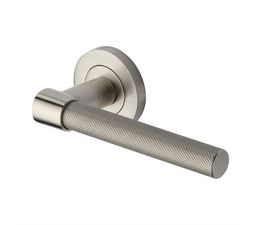 Marcus Phoenix Knurled Door Handle on Round Rose