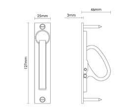 Croft Straight Edge Step Square Pocket Fix Sliding Door Pull