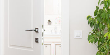 Ajar,White,Door,To,The,Bathroom.,Series,Switch,On,A