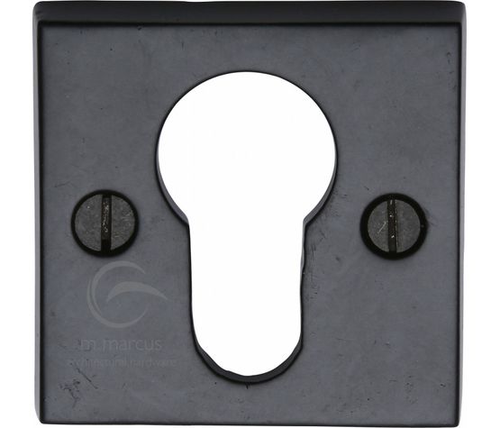 Marcus Black Iron Rustic Square Euro Profile Escutcheon