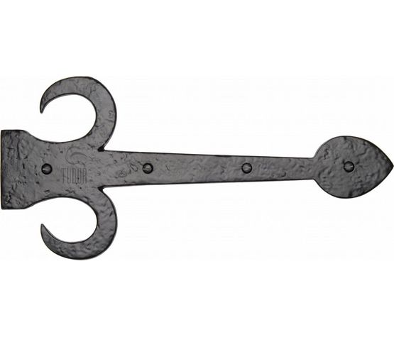 Marcus Fleur-de-Lys Tudor Black Iron Dummy Strap Hinge