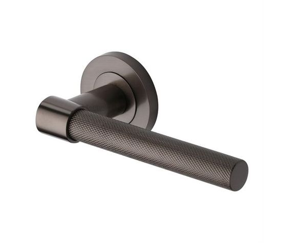 Marcus Phoenix Knurled Door Handle on Round Rose