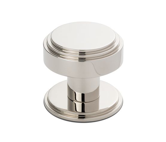 Round Stepped Deco Back to Back Fixed Centre Door Knob Pair